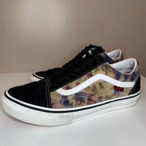 Vans Skate Old Skool Sneakers Tie Dye Terry Black Multi Canvas Suede Mens 9.5